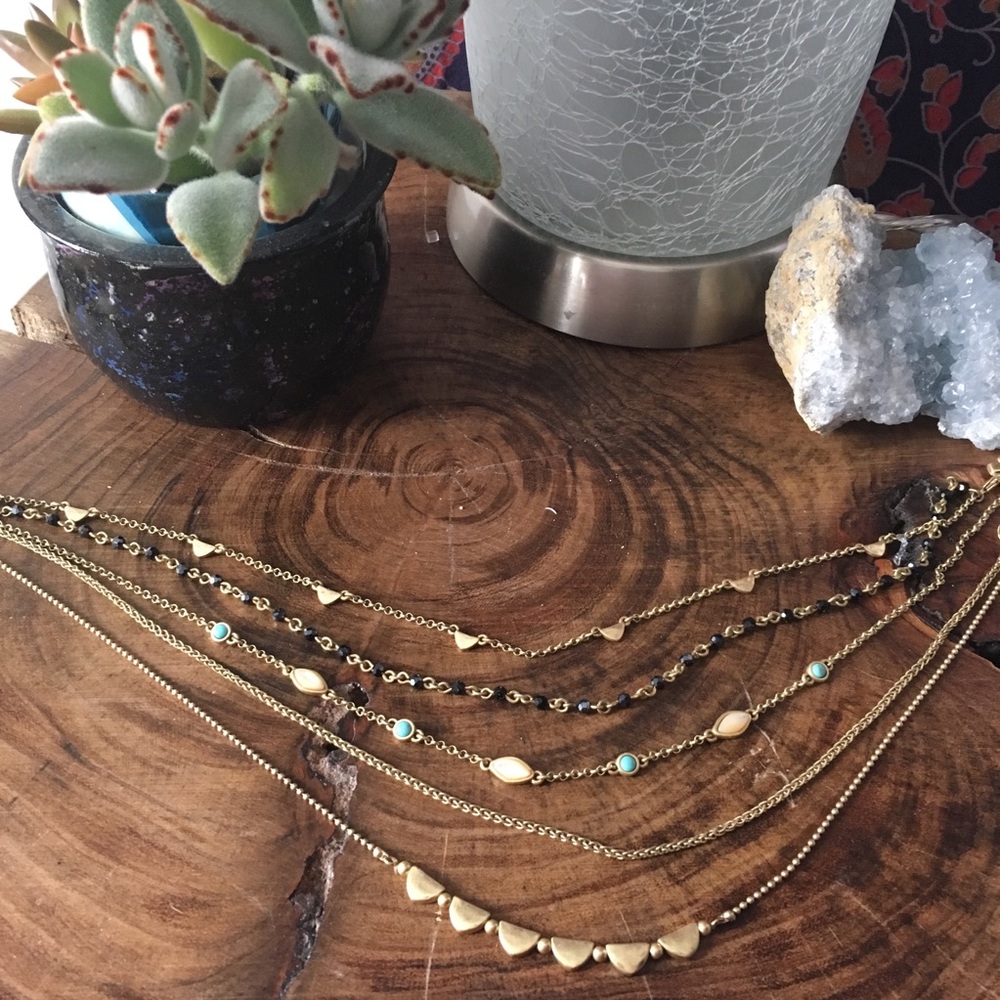 Lucky Brand Gold-Tone Stone & Bead Layer Necklace